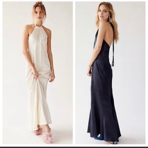 Brenda knight free people navy blue 0 2 XS silk formal party dress cocktail gown